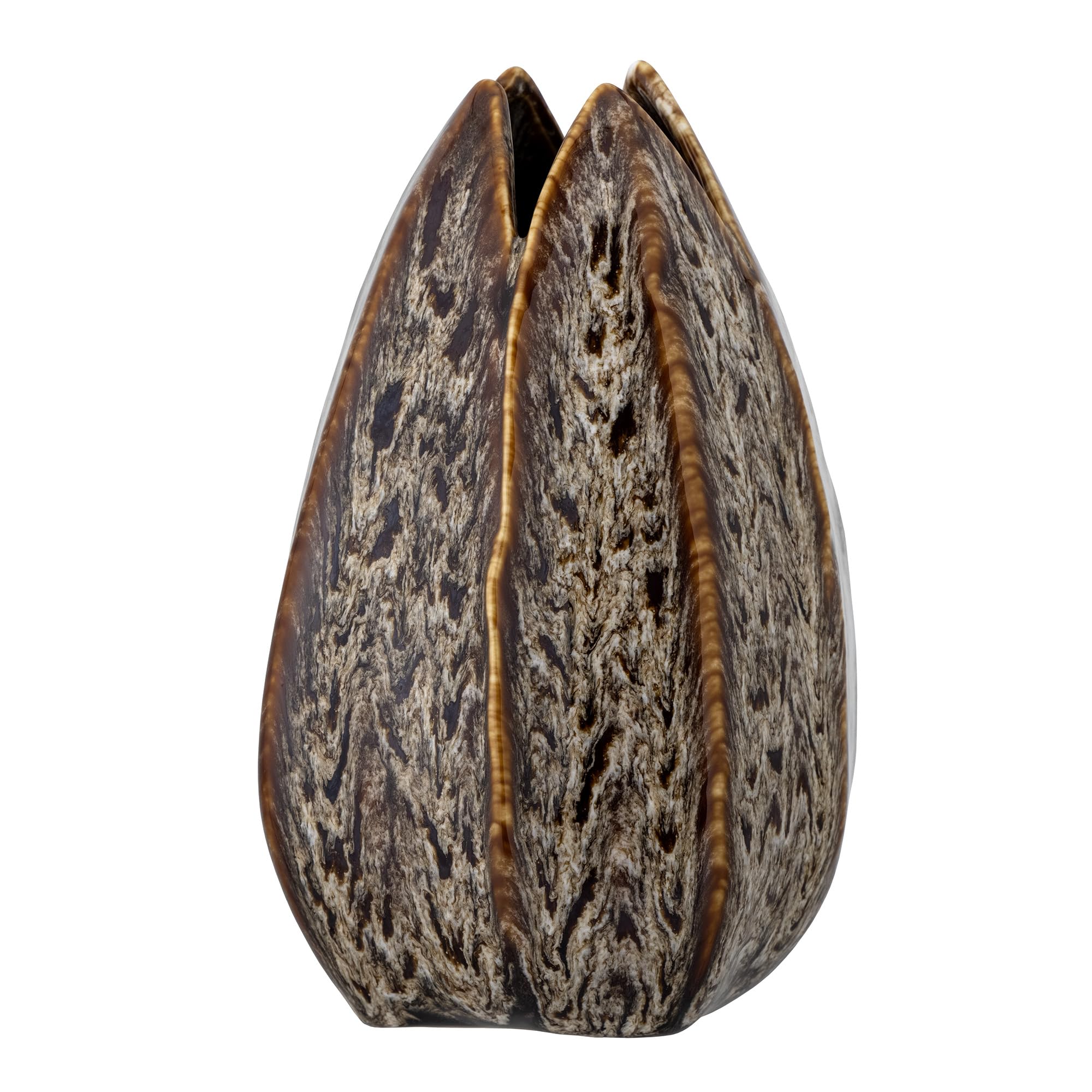 Bloomingville Brown Balian Stoneware Vase by Creative Collection - Handcrafted & Waterproof Decorative Vase, Earthy Hues, Nature-Inspired, Unique Home Decor, D13.5 x H19 cm, 82060151