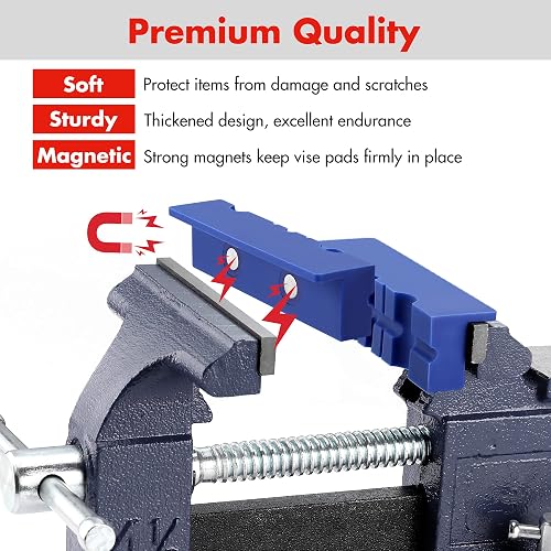 2 Pair 4 Soft Jaws For Bench Vise – Magnetic Protective Covers With Multi-Groove & Waffle Surfaces For Flat Or Round Items