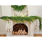 6FT Extra Full Cedar Garland Real Touch Faux Cedar Garland Christmas Greenery for Mantle Stairs Table Wall Front Door Indoor Outdoor Christmas Xmas Decor Decorations