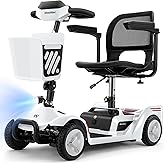 NFC One-Touch Unlock 4-Wheel Smart Mobility Scooter for Seniors & Adults with Digital Display, 12.4-Mile Range, 3.7 MPH, 3-Position Seat, Removable Battery, Dual Key Security, 330 lb Capacity, White