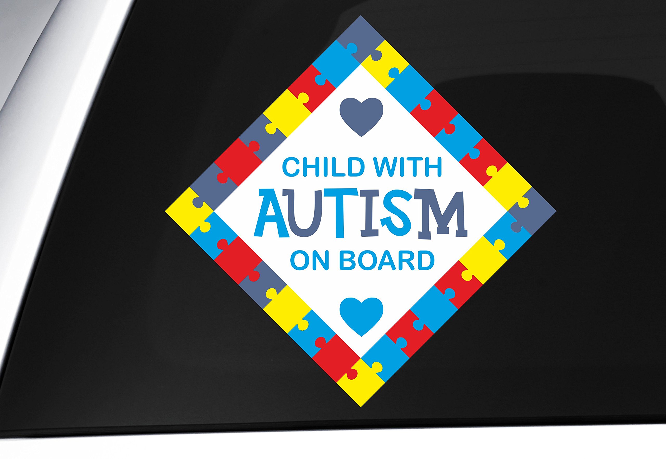 Child with Autism On Board for Boys & Girls - Vinyl Printed Sticker - Awareness & Informational Sticker for Emergency Services (Child, Blue)