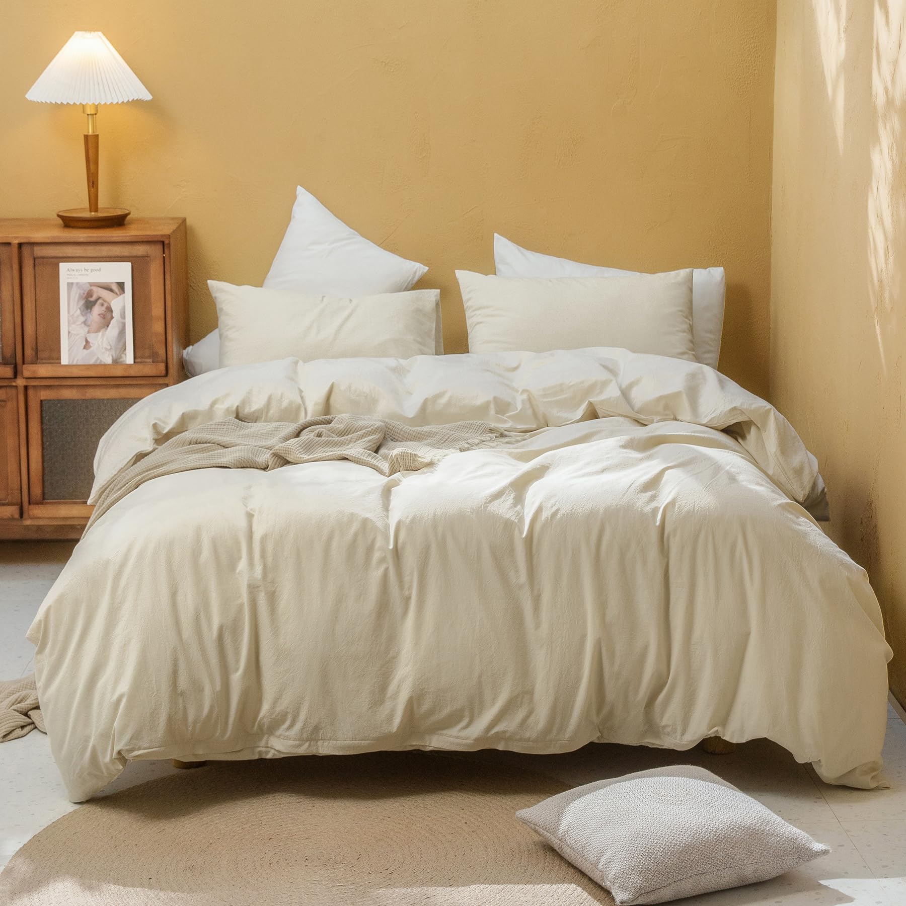 Photo 1 of **********THIS IS JUST A BLANKET COVER**********
FOSSA Duvet Cover Set 100% Washed Cotton Linen Feel Super Soft Breathable Cozy 3 Pieces Bedding Sets Solid Almond Grey Queen