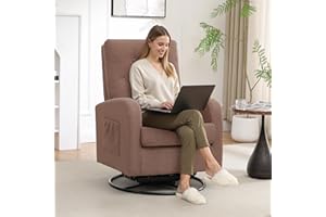 YUUIJOAA Swivel Rocking Chair Nursery - Glider Modern Accent Chairs Upholstered Rocker Padded Armchair for Indoor Living Room Bedroom (DARKKHAKI)
