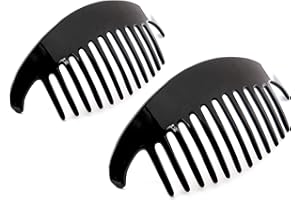 Camila Paris CP2872/2 French Hair Side Combs, Black Interlocking Combs French Twist Hair Combs, Strong Hold Hair Clips for Women Bun Chignon Up-Do, Styling Girls Hair Accessories, Made in France
