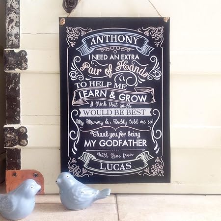 Evan332Eddie Pate Holzschild Geschenk Patenvater Holzschild Geschenk Patentin Taufe Holzschild Geschenk Taufe für Patentmutte