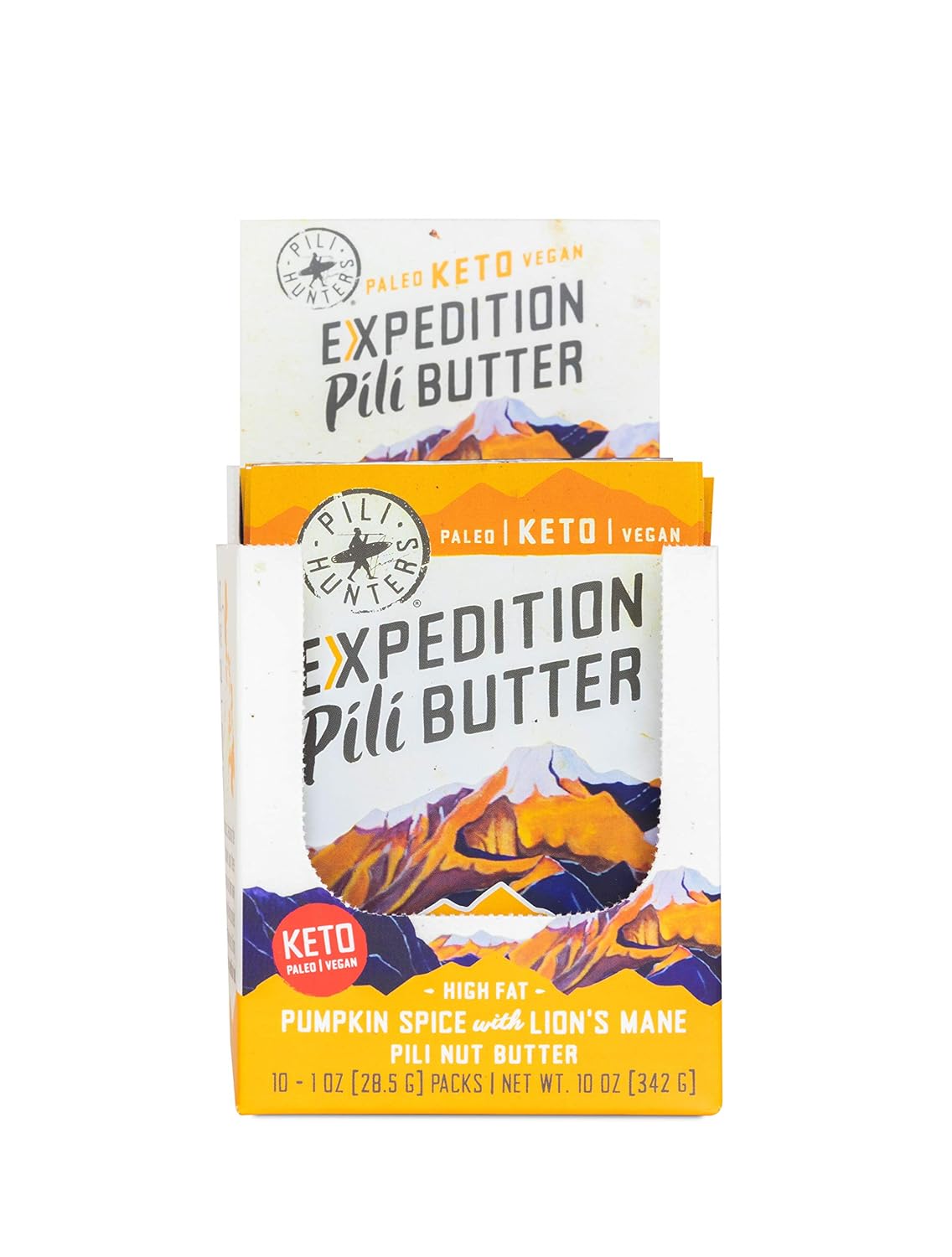 PILI HUNTERS, AS SEEN ON SHARK TANK, The Original Pili Nut Butter Pumpkin Spice Squeeze Packets 10-Count Box, Keto, Paleo, Vegan, Low Carb Energy, No Sugar Added, Gluten/Soy/Dairy Free, 1 oz. Packets