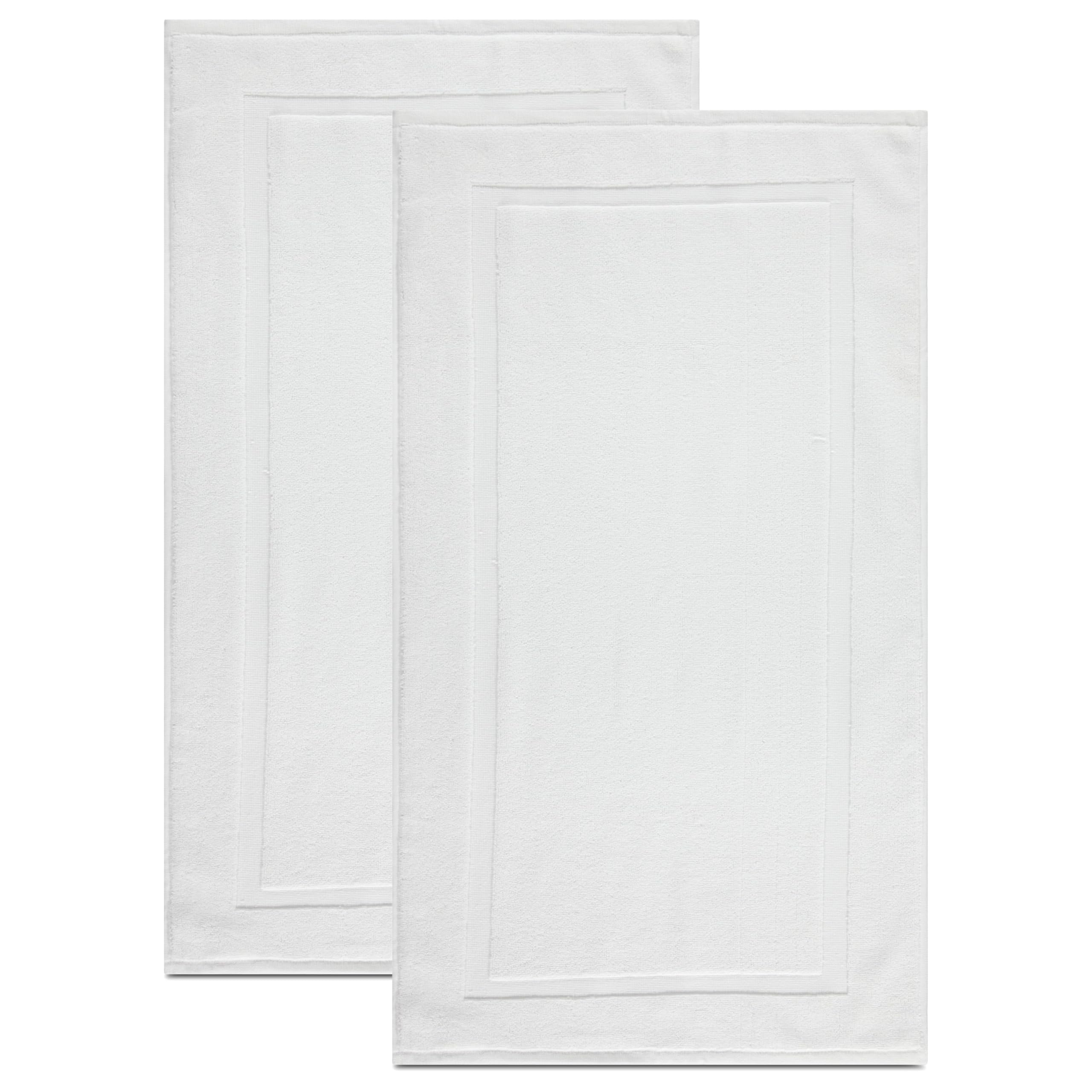 Photo 1 of Bolbom's Towels Cotton Banded Rug Bath Mats, [Not a Bathroom Rug] 20x30 Inches, 100% Ring Spun Cotton - Highly Absorbent and Machine Washable Shower Bathroom Floor Towel, White, 2 Pack