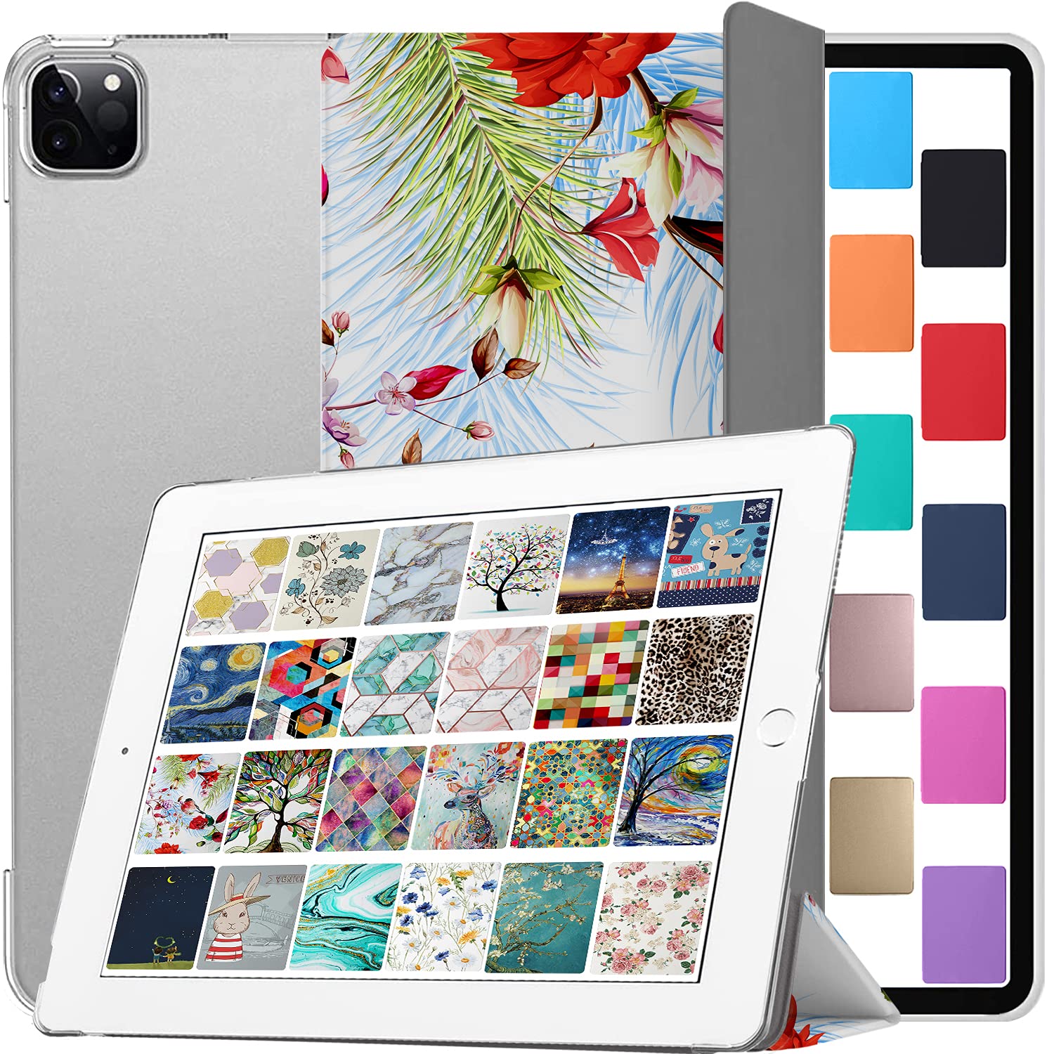 DuraSafe Cases for iPad Pro 12.9 inch 6th 5th 4th Gen PC Case A2436 MHNF3B/A MHNG3B/A MNXR3B/A MNXT3B/A A2378 MHNF3B/A MHNG3B/A A2229 MY2H2B/A A2461 MHNH3B/A MHNJ3B/A MHNK3B/A - Flowers
