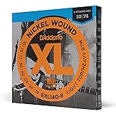 D'Addario XL Nickel EXL140-8 Electric Guitar Strings, 8-String 10-74 | XL Nickel electric guitar strings deliver bright tone, accurate intonation, reliable durability, and consistent feel.