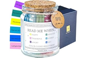 YUAJSTERL Read Me When Bible Verses Jar For Daily Encouragement, Color Coded Bible Verses in a Jar, Motivational Daily Prayer Jars, Scripture Cards, Christmas Gifts, Christian Gifts for Women, Men