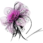 Zando Kentucky Fascinators Hats for Women Derby Tea Party Hat Flower Mesh Feathers Headband Headwear Hair Clip Girls