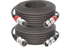 Birvemce 2 Pack Premium 25FT XLR Cables, Pure Copper for Pure Sound XLR Microphone Cable, Long-Lasting 3 Pin Gold-Plated Male