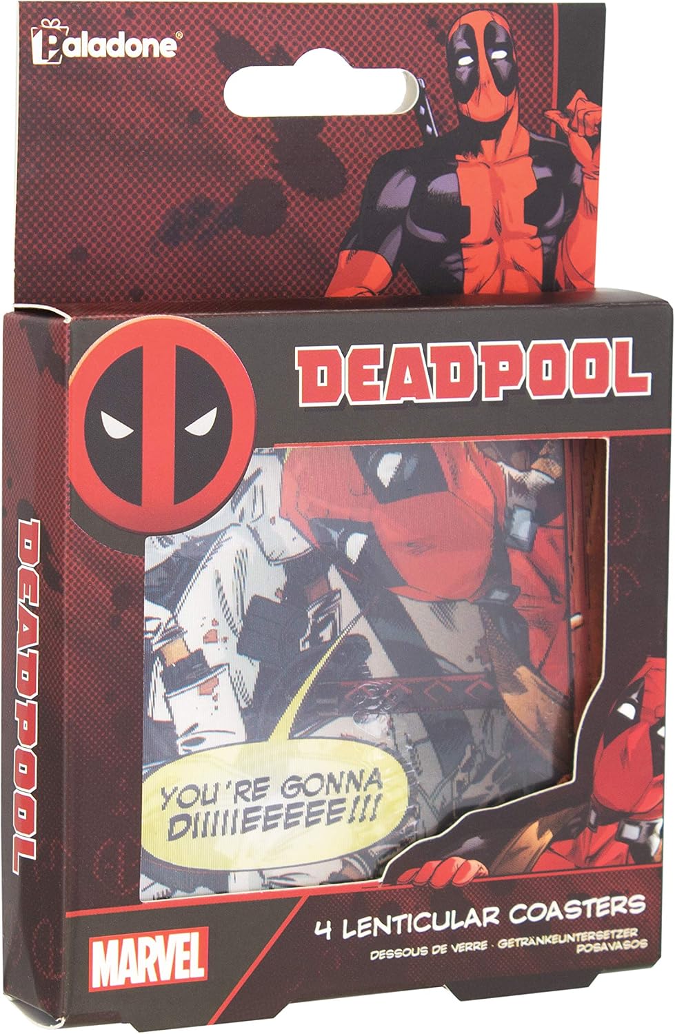 Paladone Deadpool Lenticular Coaster 4-Pack Products Officially Licensed Merchandise | Perfect for Friends, Family, Birthdays or Christmas, Multicolour, Approx. 8.8 x 8.8 cm - Image 4