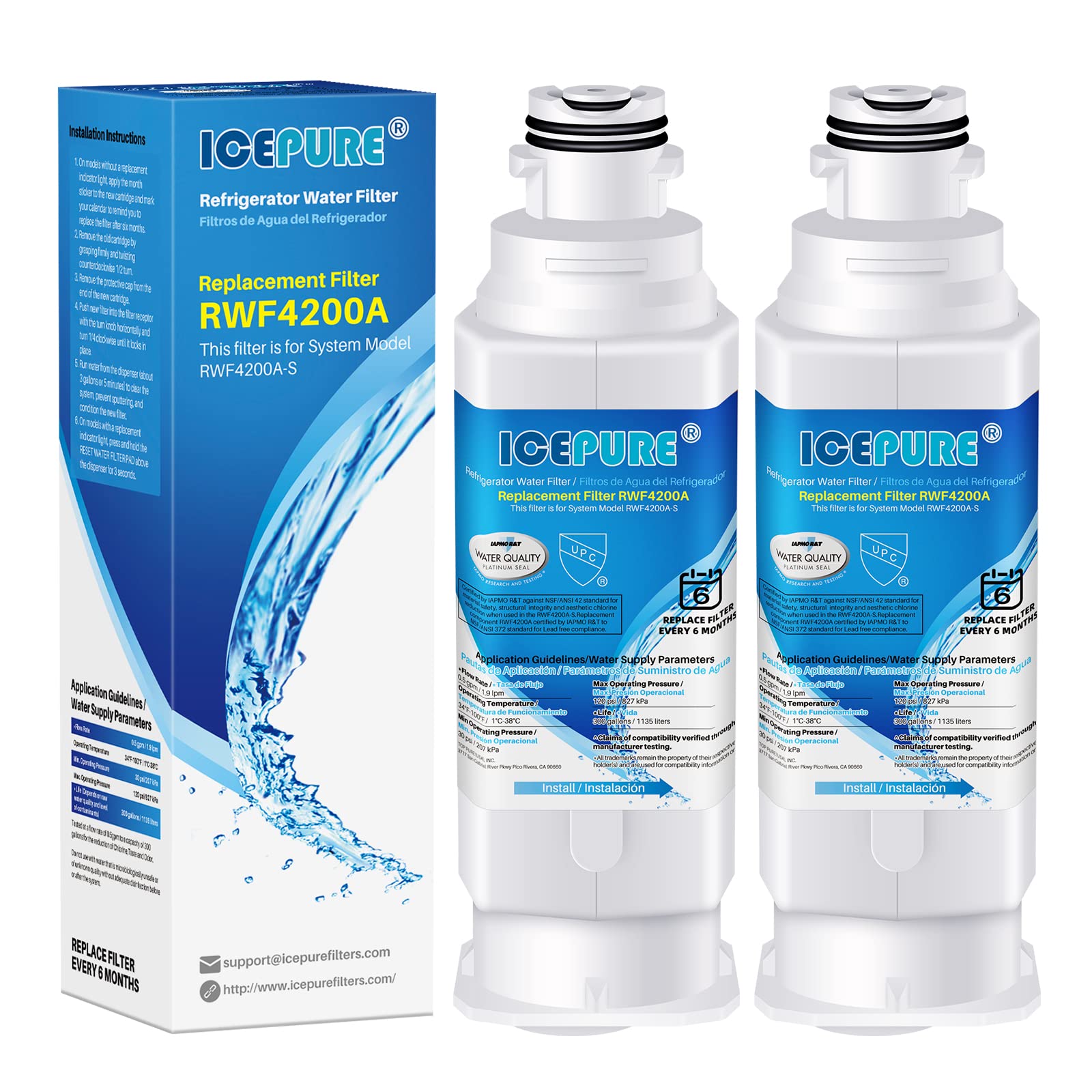 AquaHouse AH-SQN Compatibel met Samsung HAF-Qin DA97-17376B waterfilter, DA97-08006C koelkastfilter