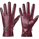 Dsane Womens Winter Leather Gloves Touchscreen Texting Warm Driving Lambskin Gloves for Christmas Gifts