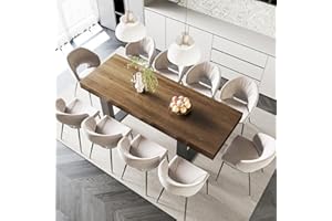 STHOUYN Farmhouse Rustic Extendable Dining Room Table for 8 10, 70.9" (86.6") x 31.5", Rectangular Dinner Table for 6-10, Mid Century Modern Expandable Retractable Wooden Kitchen Table (Brown)