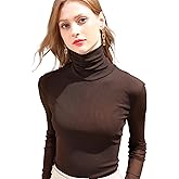 Women's Soft Long Sleeve High Neck Sheer Mesh Tops Pullover Baselayer Fitted Undershirts Lightweight Slim Trendy Shirts
