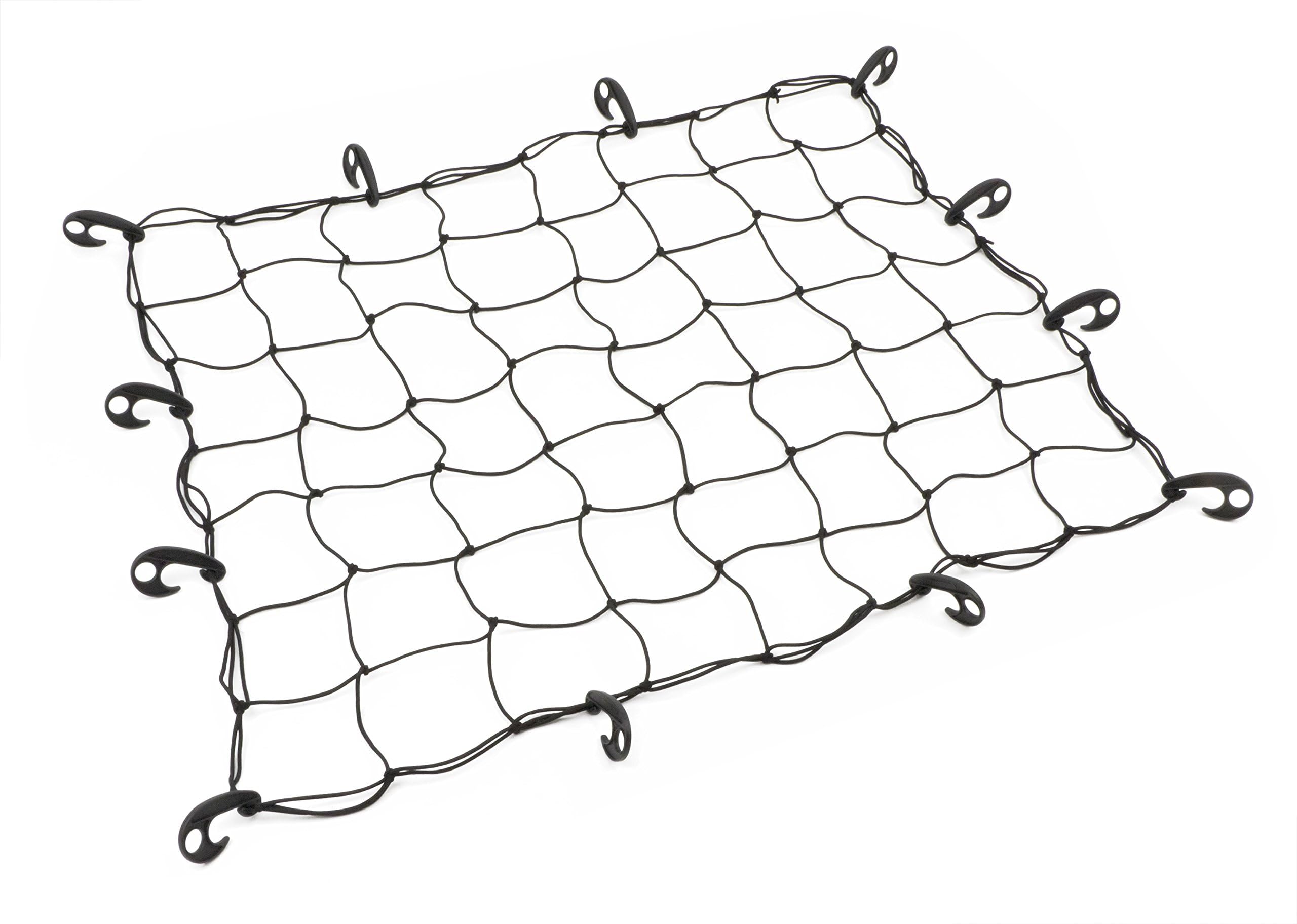 35in x 40in PowerTye Mfg Utility Elastic Cargo Net with Premium Latex Bungee Material, 12 Adjustable Hooks and 5"x5" Mesh, Black Net