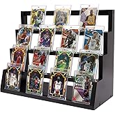 MCAEFER ZHCY 4-Tier Graded Trading Baseball Football Sports Card Display Case,Wooden Card Display Stand,Exquisite Trading Card Display for Card Game Collection