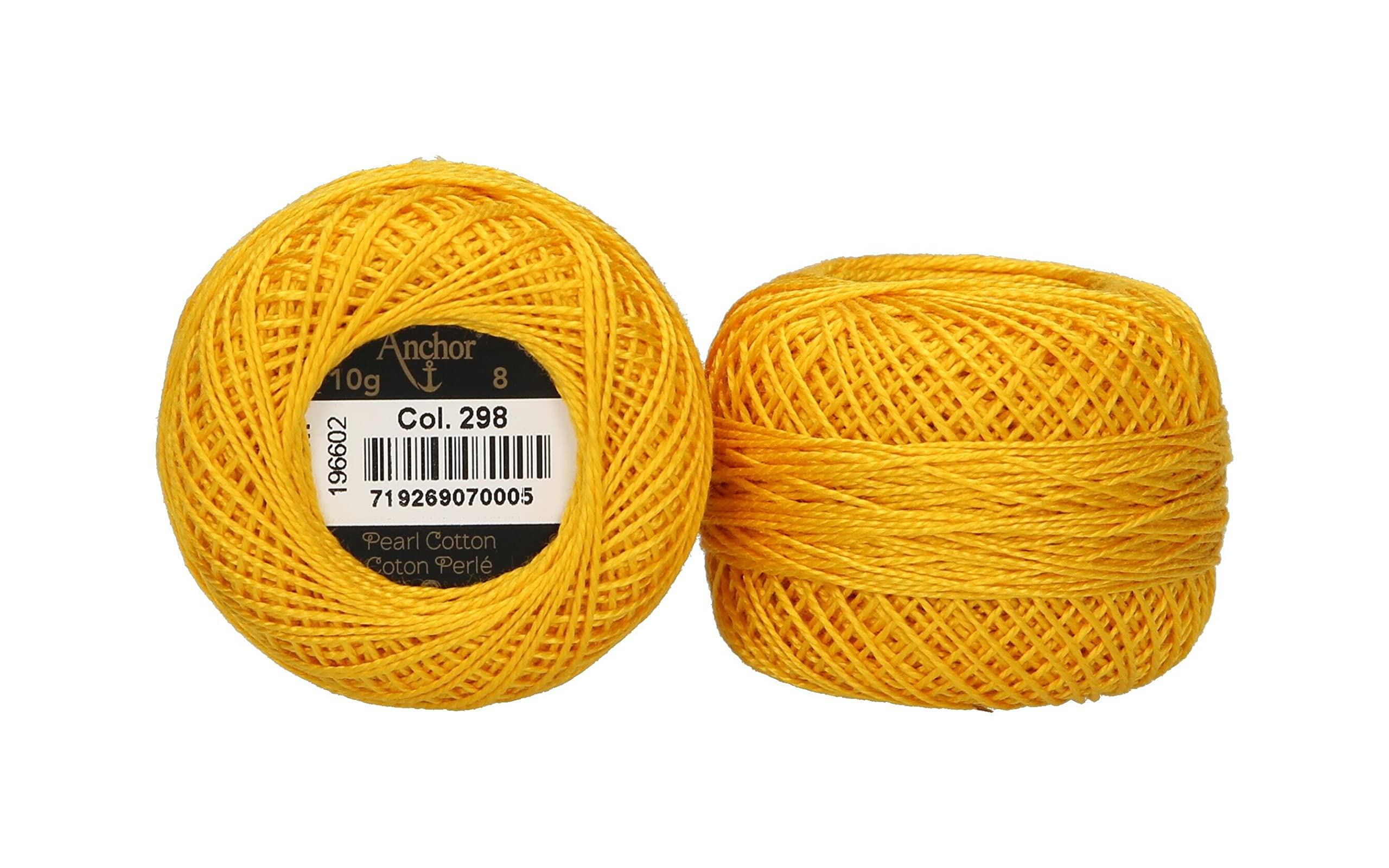 Anchor 4591008-00298 Embroidery Thread, 100% Cotton, Sun Yellow, Thickness 8, 82 m, 16 g — image 1