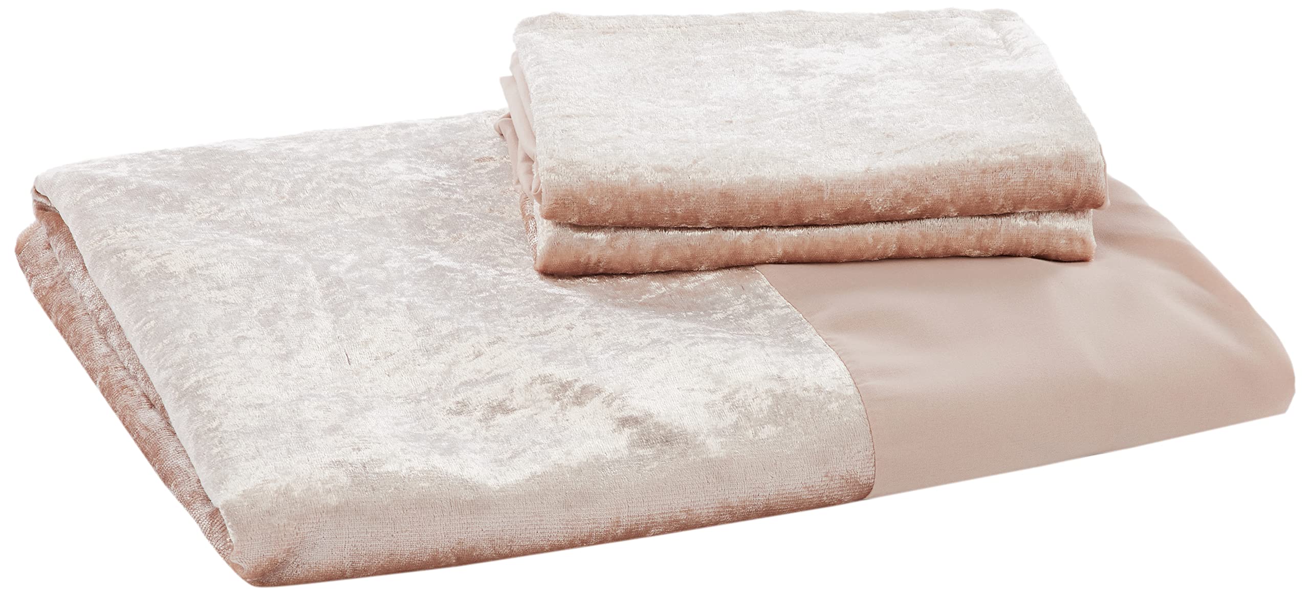 Sleepdown Velvet Cuff Champagne Panel Band Luxury Soft Cosy Duvet Cover Quilt Bedding Set with Pillowcases - Double (200cm x 200cm)