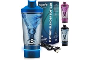 AQUAFIT Electric Protein Shaker Bottle - USB Rechargeable Shaker Bottles 24oz Shaker Bottles for Protein Mixes, Protein Mixer, Gadgets for Men, Gym Accessories (Blue)