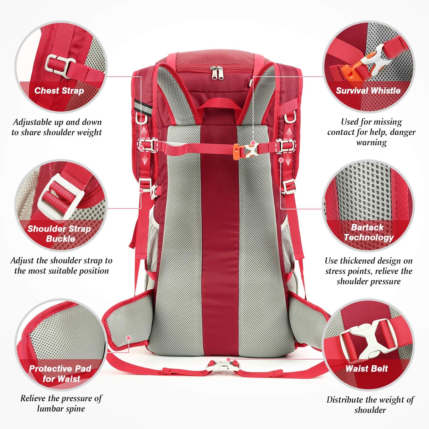 HOMIEE 50L Hiking Backpack with Rain Cover Internal Frame Backpacking Backpack for Outdoor Sport Climbing Camping: Sports & Outdoors