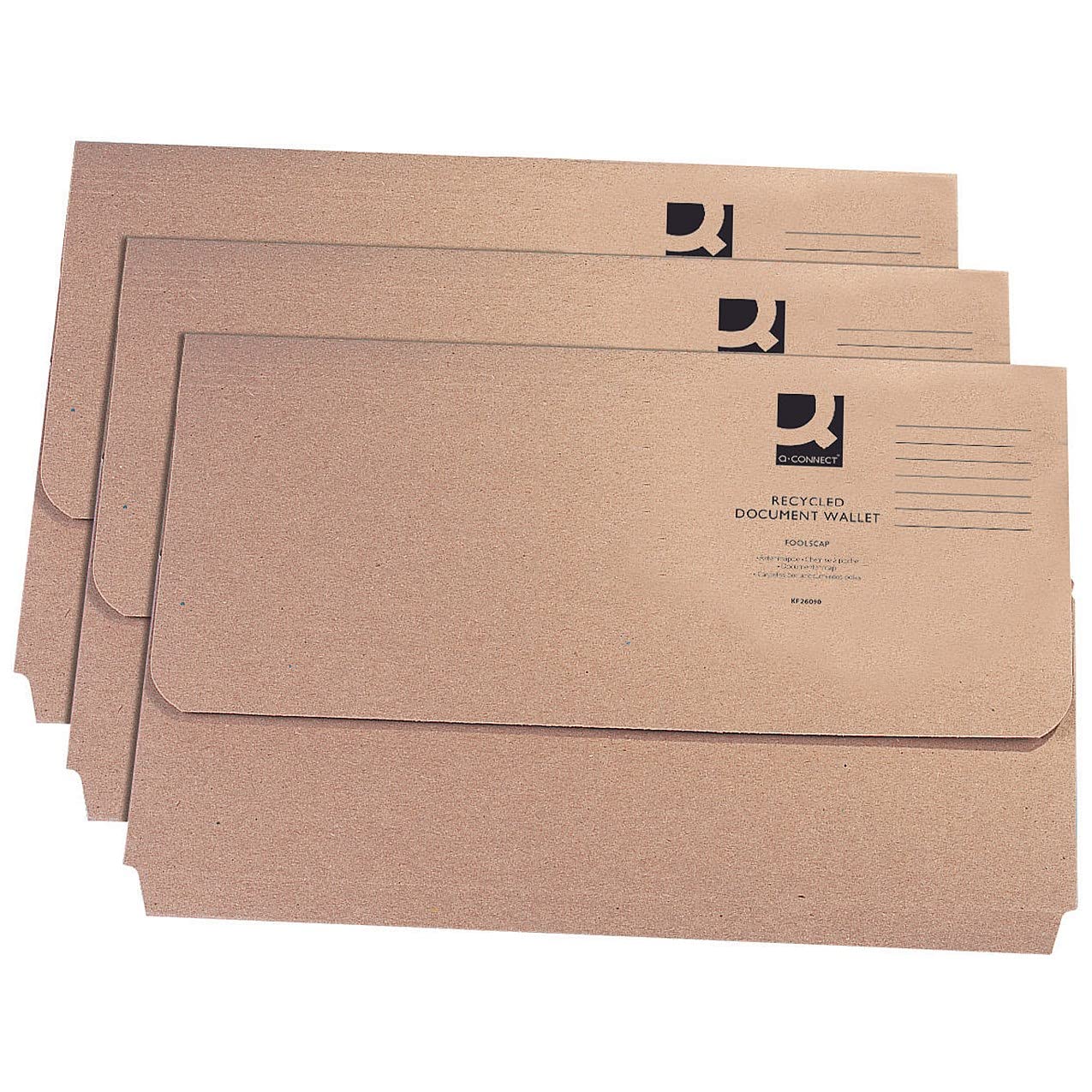 Q-Connect Document Wallet Foolscap Buff (50 Pack) KF26090, Brown