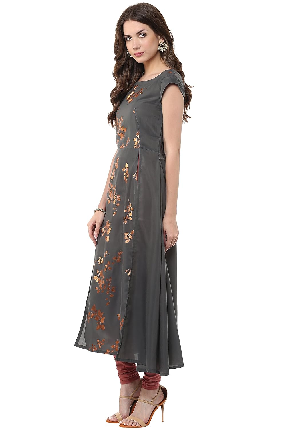 janasya women's polyester crepe anarkali kurta