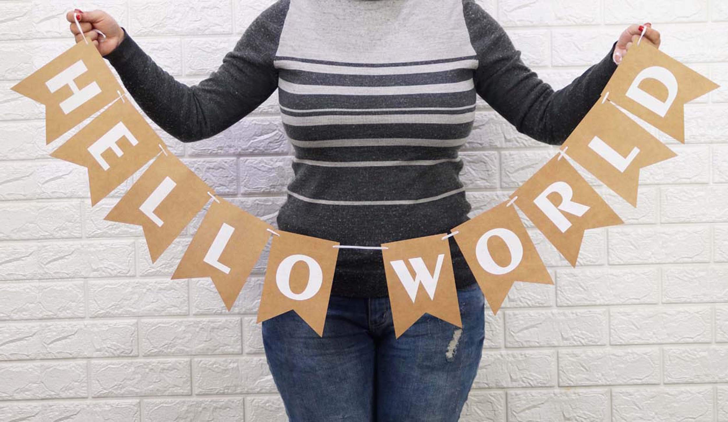 Inkdotpot Rustic Kraft Pre Strung Bunting Gender Reveal Bunting Flag Pregnancy Announcement Banner Garland