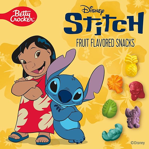 DISNEY STITCH FRUIT FLAVORED SNACKS, FAT FREE AND GLUTEN FREE SNACKS, 8 OZ (10 POUCHES)