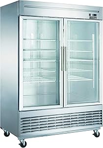 Dukers D55R-GS2 Bottom Mount Glass 2-Door Commercial Reach-in Refrigerator NSF