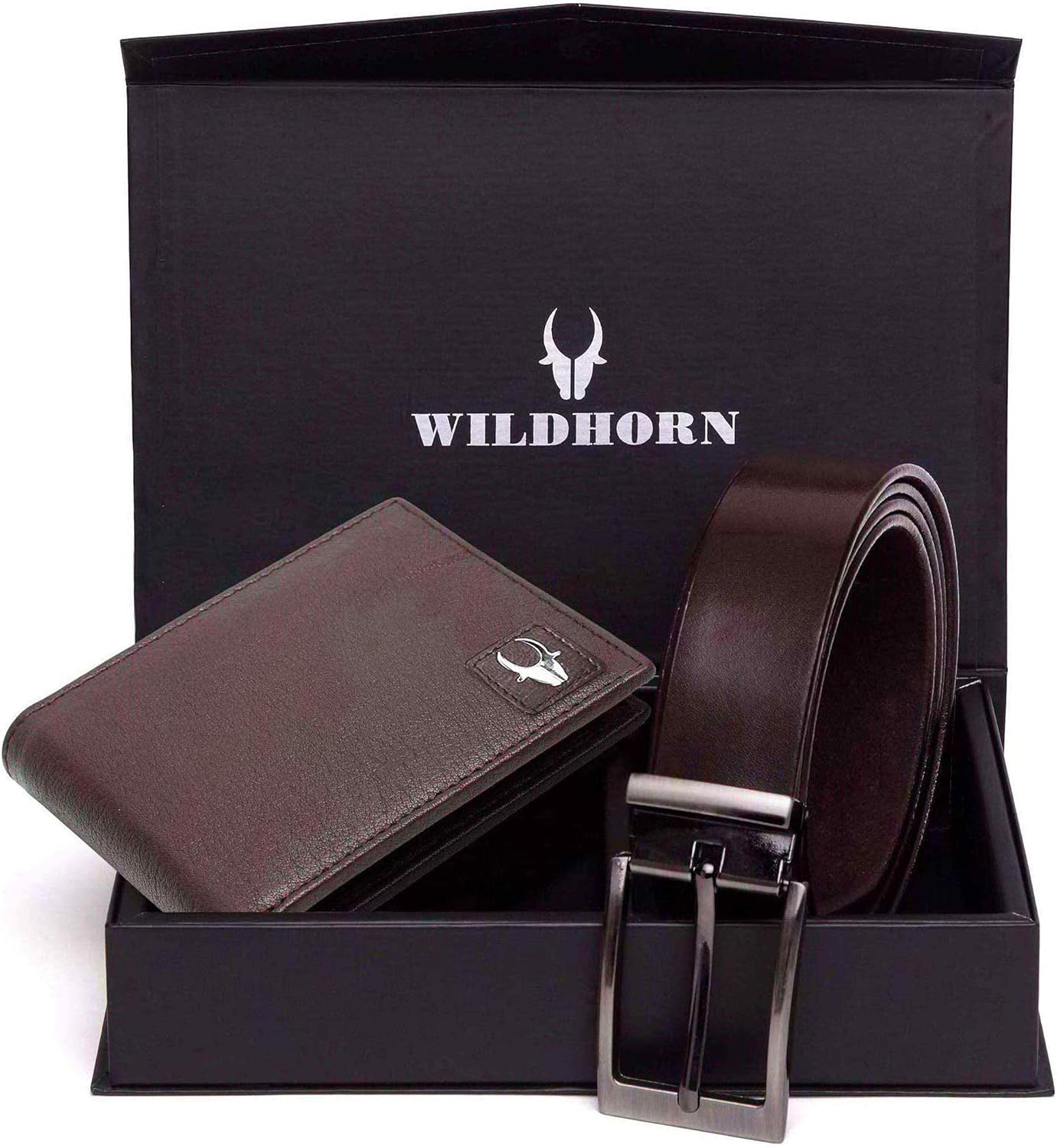 WildHorn® RFID Protected Genuine Leather Wallet & Belt Combo for Men