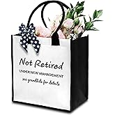 Dr.Baner Retired Tote Bag For Women, Not Retired Tote Bag, Grandma Gifts Canvas Tote Bag For Traveling Shopping, Retirement Gift Tote Bag With Ribbon, Tote Bag Gifts For Women Grandma Gigi Nana -13