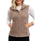 Haianguoji Women's Full-Zip Soft Polar Fleece Vest with Side Pockets Warm Fashion Stand Collar for Fall and Winter
