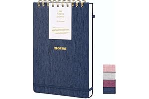 TSFPapier A5 Top Spiral Notebook – Hardcover Journal 160 Pages 100 GSM Thick Paper With Elastic Band & Pen Holder Steno Pads College Ruled Writing Notebooks for Work School Travel Dark Blue
