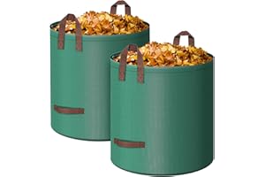 MYITYARD Leaf Bags, 2-Pack 132 Gallon Large Heavy Duty Reusable Yard Waste Bags with Handles, Lawn & Garden Bags for Leaves, Collapsible & Durable, Perfect for Fall Clean Up, Green