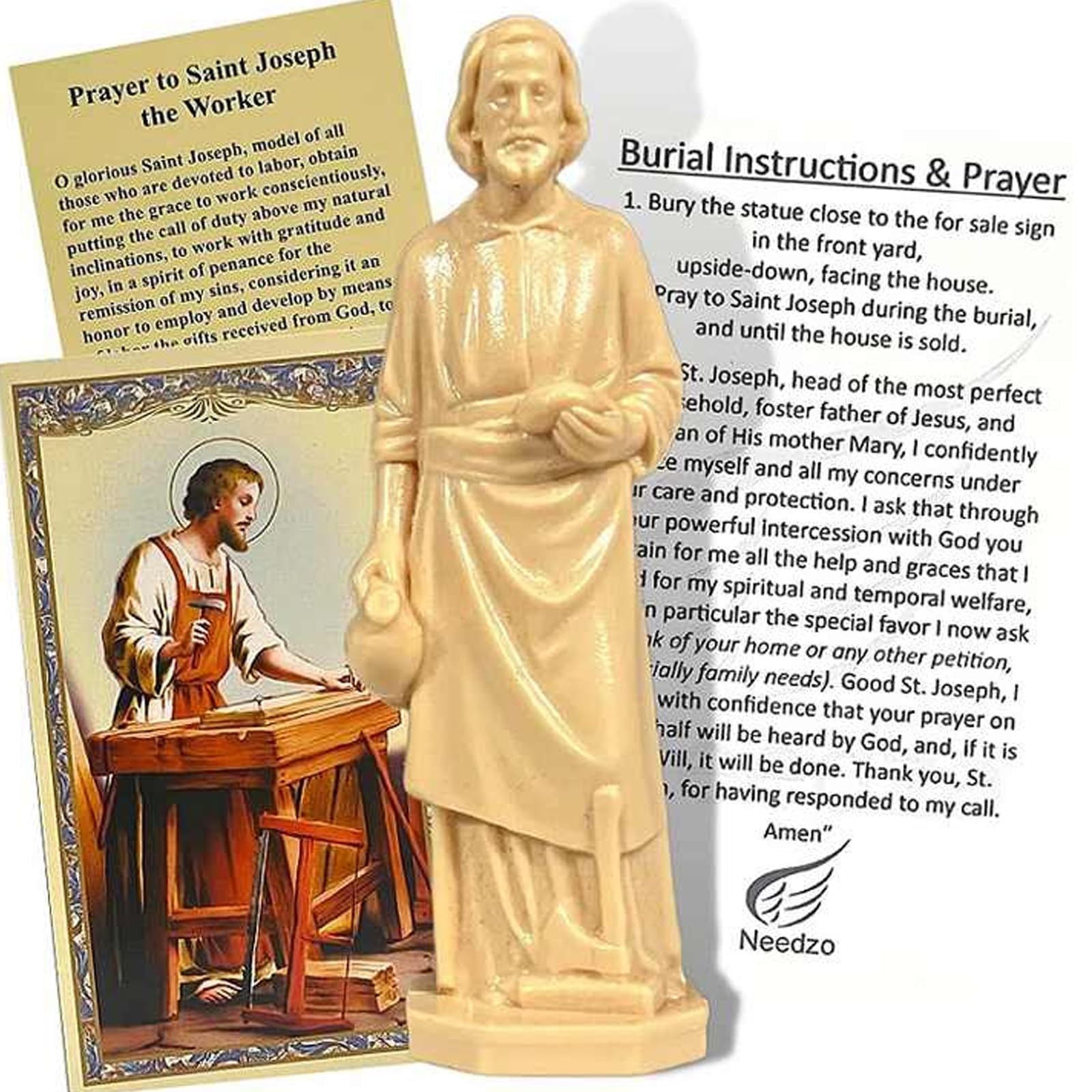 Xiciki Saint Joseph Statue for Selling Houses, Set with Instruction and Prayer Cards, Saint Joseph Statue for Selling Home, 2.36 Inch Saint Joseph Statue Bookroom Statue,