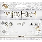 Official Harry Potter Stud Earring Set including Platform 9 3/4, Hedwig & Letter, and the Deathly Hallows earrings WE0107