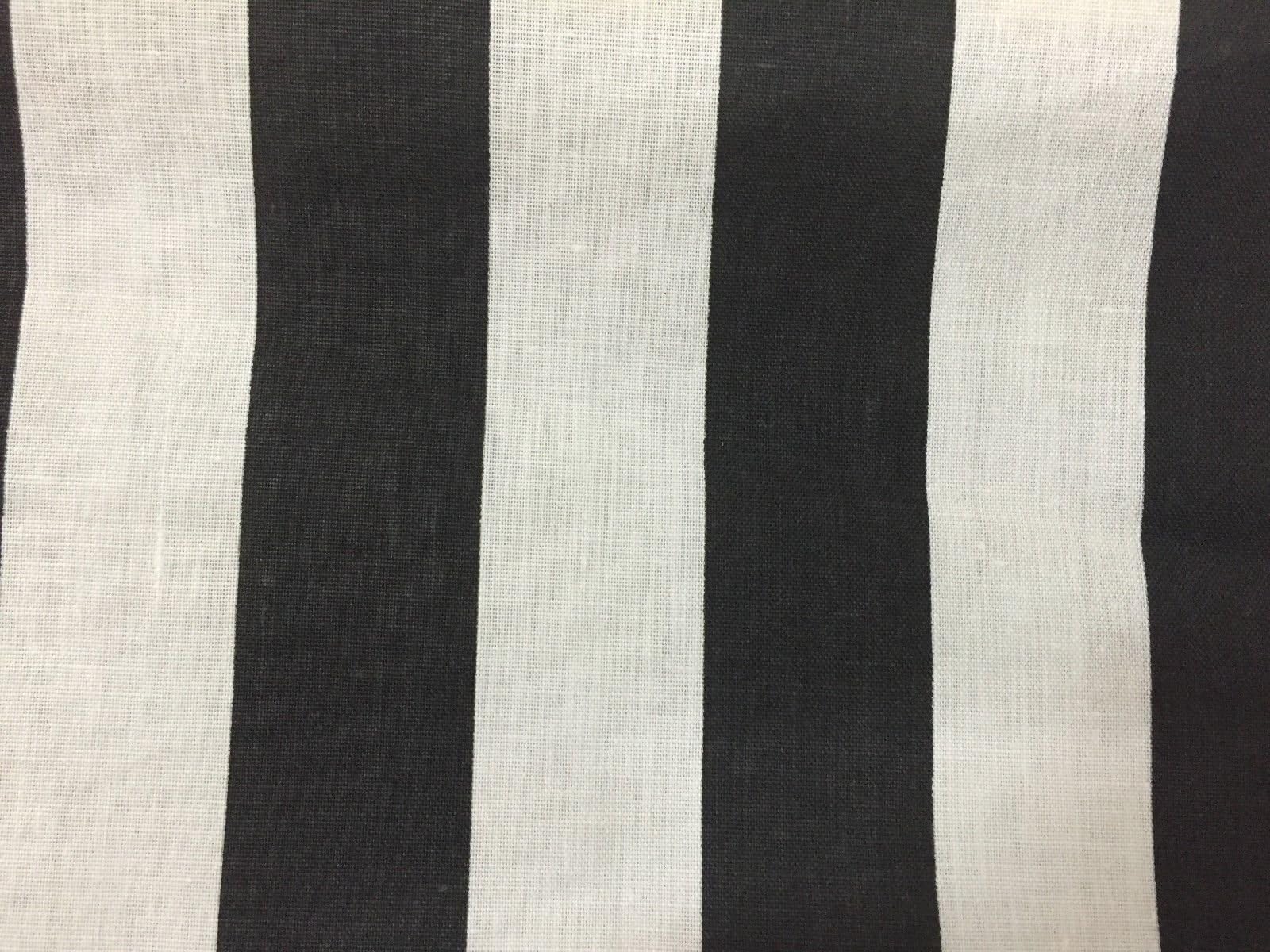 Black White One Inch Striped Poly Cotton Fabric - Sold By The Yard - 58" / 59"