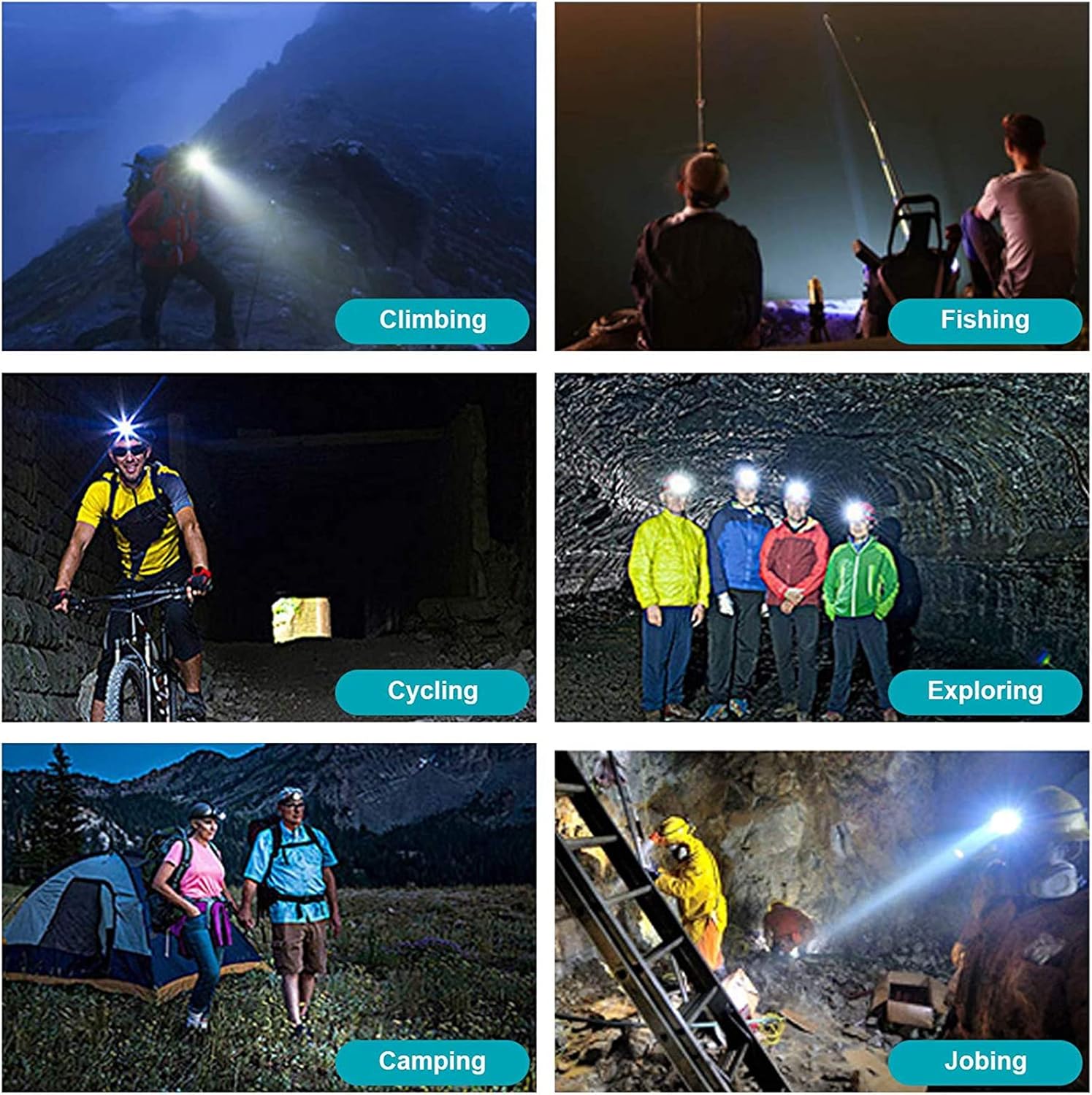 Professional LED Rechargeable Headlamps, Brightest 10000 Lumens Headlamps Flashlights for Adults with 4 Light Modes, IPX5 Waterproof, Warn Light, Adjustable Headlamps for Hunting/Running/Outdoors - - 