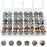 HHCFAST 48Pcs 15mm Print Silicone Beads for Keychain Making, Pattern Silicone Beads for Pens Necklace Bracelets Craft(Multicolor Leopard)