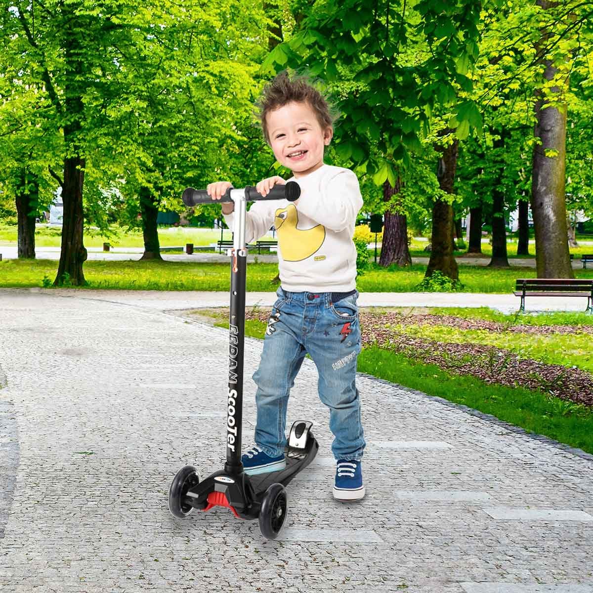 EEDAN Scooter for Kids 3 Wheel T-bar Adjustable Height Handle Kick Scooters with Deluxe PU Flashing Wheels Wide Deck for Boys/Girls from 2 to 14 Year-Old