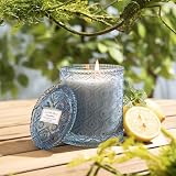 La Jolíe Muse Citrus Mint Soy Candle 6oz 40 Hr Burn Time Blue Glass view 3