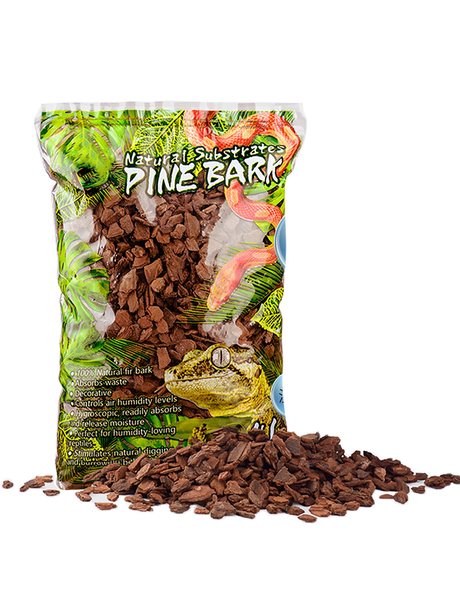 WANGCL Reptiles Pine Bark Terrarium Brown Pine Tree Chips Pieces Regulates Humidity Inside Terrarium Provides Shelter Aids in Breeding