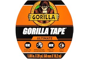 Ultimate Gorilla Tape, High Tensile Cloth with Double-Thick Adhesive for Hauling, Strapping, Patching, Bundling, Lifting, 1.88" x 20yd, Black (Pack of 1)