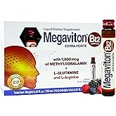 Megaviton B12 Extra Forte 7500 mcg Liquid | 10 Drinkable Vials 8.50 fl oz | Methylcobalamin + L-Glutamine & L-Arginine | Energy, Focus, Immune & Nervous System Support
