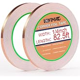 LOVIMAG Copper Tape (1/4inchX82.5FT) 2 Pack HVAC Foil Anti Tarnish Strips | Stained Glass Guitars Supplies Conductive Adhesive for Faraday Cage Metal Muffler Plant Conductive Flashing Ductwork