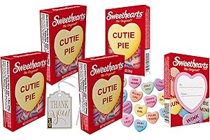 Sweethearts Conversation Hearts Boxes, 0.9oz | 6 Flavors cherry, banana, grape, blueberry, lemon-lime, orange and wintergreen | Soko Smiles ThankYou Tag (5(0.9 Oz Boxes))