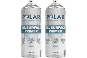 POLAR SPECIALIST COATINGS Polar All Surface Primer Matte White - 2 x 13.5 Fl Oz - Ideal for Wood, Metal, Plastic, Brick - Enhanced Adhesion & Quick Drying